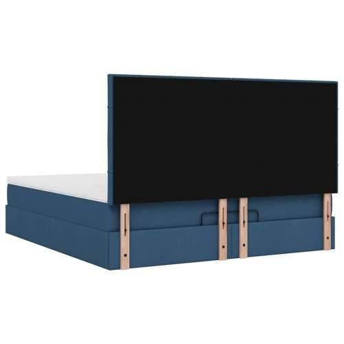 Otomanski krevet s madracem i LED plavi 180x200cm od tkanine - Plava 180 x 200 cm Blok s kvadratima Cijena