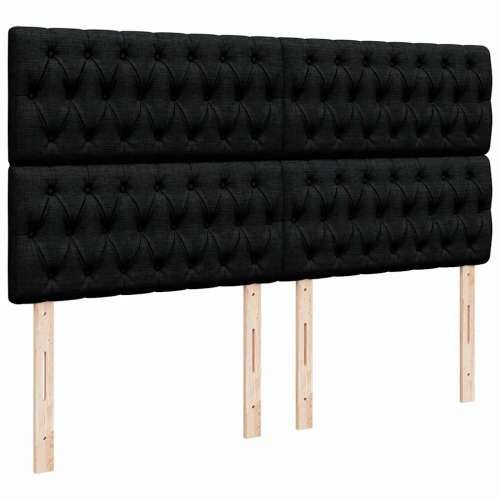 Otomanski krevet s madracem i LED crni 160x200cm tkanine - Crna 160 x 200 cm Dizajn s gumbima Cijena