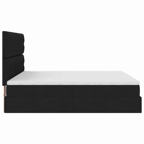 Otomanski krevet s madracem i LED crni 160x200cm tkanine - Crna 160 x 200 cm Dizajn s gumbima Cijena