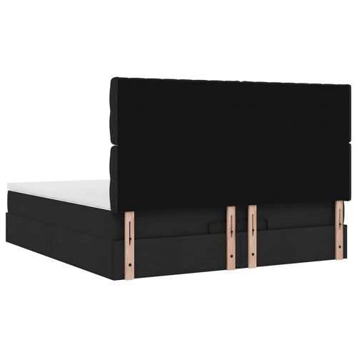 Otomanski krevet s madracem i LED crni 160x200cm tkanine - Crna 160 x 200 cm Dizajn s gumbima Cijena