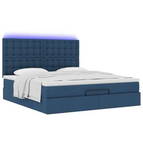 Otomanski krevet s madracem i LED plavi 160x200cm tkanine - Plava 160 x 200 cm gumbi Cijena