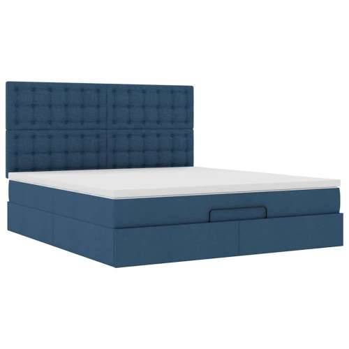 Otomanski krevet s madracem i LED plavi 160x200cm tkanine - Plava 160 x 200 cm gumbi Cijena
