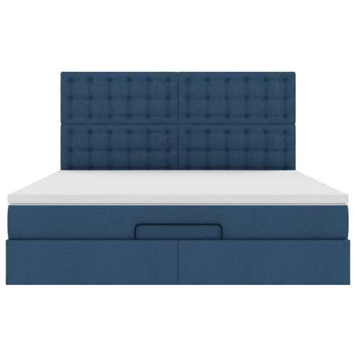 Otomanski krevet s madracem i LED plavi 160x200cm tkanine - Plava 160 x 200 cm gumbi Cijena