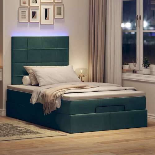 Otomanski krevet s madracima&LED tamnozeleni 120x200cm baršun - Tamnozelena 120 x 200 cm Blok s kvadratima Cijena