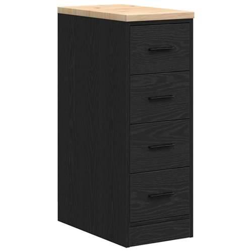 Garažni ormar za odlaganje crni 30x51x85 cm masivne borovine - Crna 30 x 51 x 85 cm 1 4 ladice 4 zásuvky Cijena