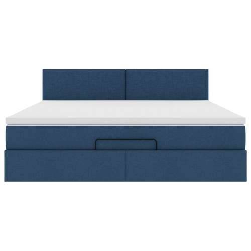 Otomanski krevet s madracem i LED plavi 180x200cm od tkanine - Plava 180 x 200 cm Gladak dizajn Cijena