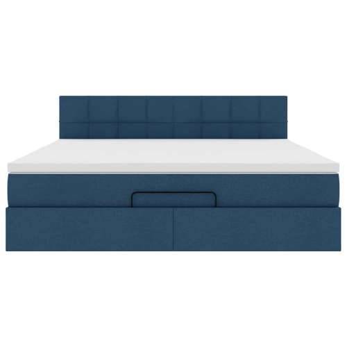 Otomanski krevet s madracem i LED plavi 180x200cm od tkanine - Plava 180 x 200 cm Blok s kvadratima Cijena