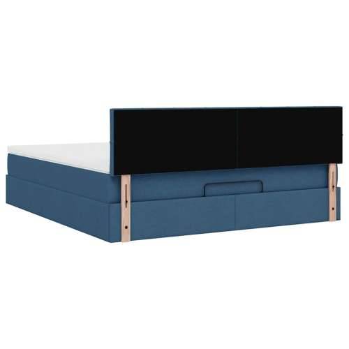 Otomanski krevet s madracem i LED plavi 180x200cm od tkanine - Plava 180 x 200 cm Blok s kvadratima Cijena