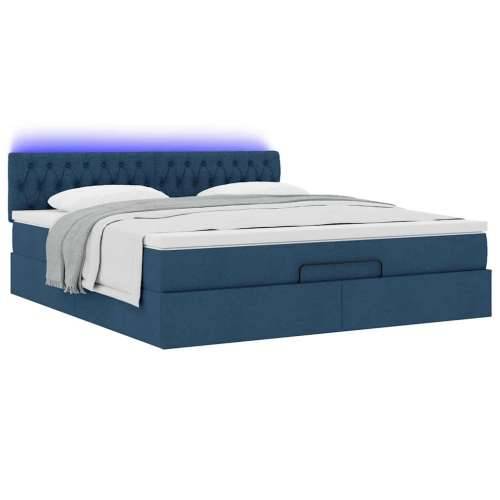 Otomanski krevet s madracem i LED plavi 180x200cm od tkanine - Plava 180 x 200 cm Dizajn s gumbima Cijena