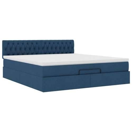 Otomanski krevet s madracem i LED plavi 180x200cm od tkanine - Plava 180 x 200 cm Dizajn s gumbima Cijena