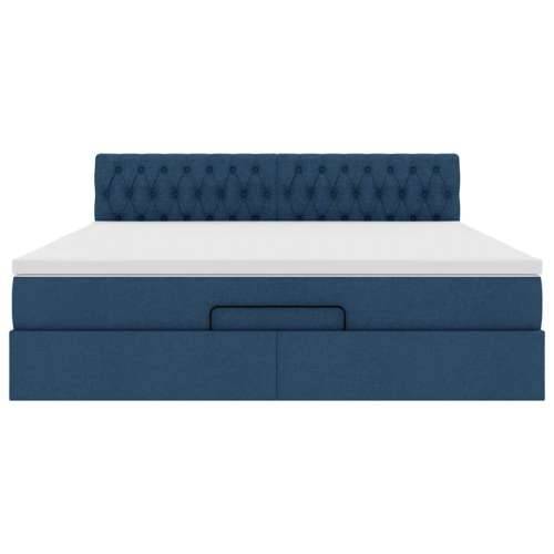 Otomanski krevet s madracem i LED plavi 180x200cm od tkanine - Plava 180 x 200 cm Dizajn s gumbima Cijena