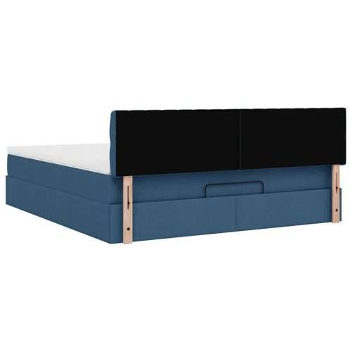 Otomanski krevet s madracem i LED plavi 180x200cm od tkanine - Plava 180 x 200 cm Dizajn s gumbima Cijena