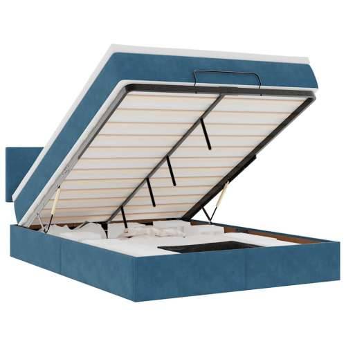 Otomanski krevet s madracem&LED tamnoplavi 140x190cm baršunasti - Tamno plava 140 x 190 cm Gladak dizajn Cijena