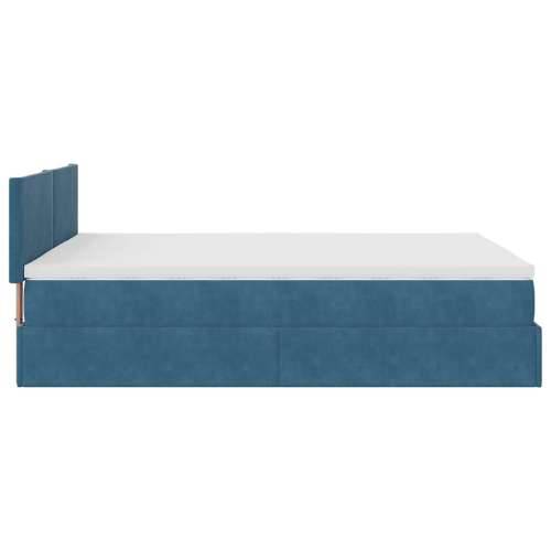 Otomanski krevet s madracem&LED tamnoplavi 140x190cm baršunasti - Tamno plava 140 x 190 cm Gladak dizajn Cijena