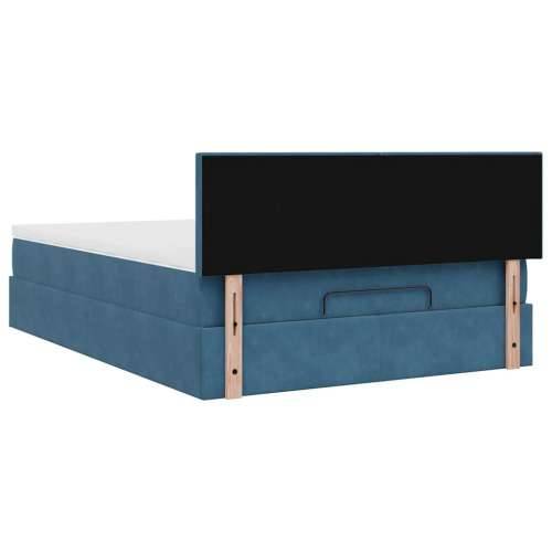 Otomanski krevet s madracem&LED tamnoplavi 140x190cm baršunasti - Tamno plava 140 x 190 cm Gladak dizajn Cijena
