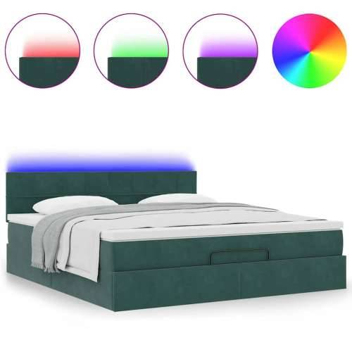 Otomanski krevet s madracem i LED 160x200 cm baršunasti - Tamnozelena 160 x 200 cm Blok s kvadratima Cijena