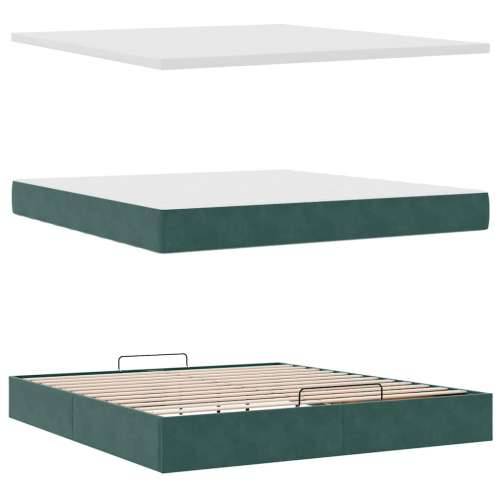 Otomanski krevet s madracem i LED 160x200 cm baršunasti - Tamnozelena 160 x 200 cm Blok s kvadratima Cijena