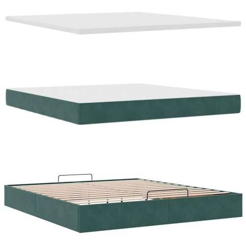 Otomanski krevet s madracem i LED 180x200 cm baršunasti - Tamnozelena 180 x 200 cm Dizajn s gumbima Cijena