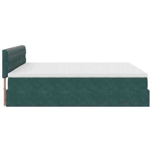 Otomanski krevet s madracem i LED 180x200 cm baršunasti - Tamnozelena 180 x 200 cm Dizajn s gumbima Cijena