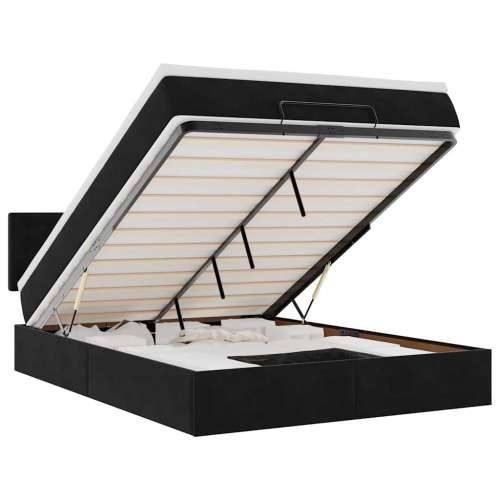 Otomanski krevet s madracem&LED crni 140x190 cm baršunasti - Crna 140 x 190 cm gumbi Cijena