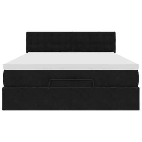 Otomanski krevet s madracem&LED crni 140x190 cm baršunasti - Crna 140 x 190 cm gumbi Cijena
