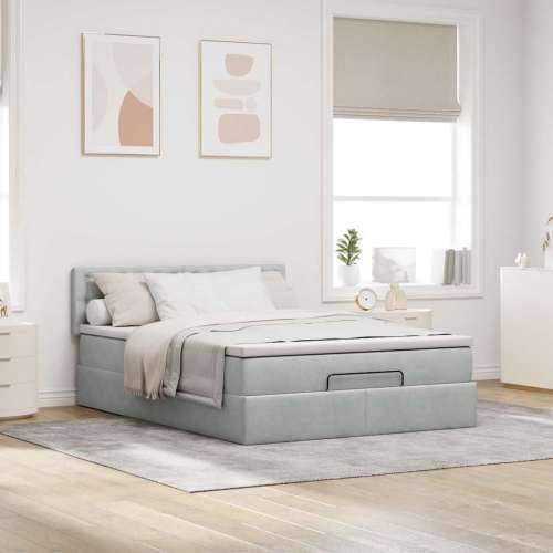 Otomanski krevet s madracem i LED 140x200 cm baršunasti - Svjetlosiva 140 x 200 cm gumbi Cijena