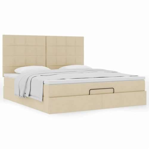 Otomanski krevet s madracem krem 180x200cm od tkanine - Krema 180 x 200 cm Blok s kvadratima Cijena