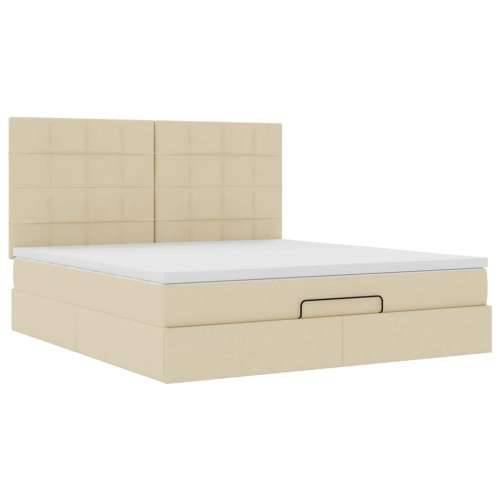 Otomanski krevet s madracem krem 180x200cm od tkanine - Krema 180 x 200 cm Blok s kvadratima Cijena