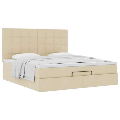 Otomanski krevet s madracem krem 180x200cm od tkanine - Krema 180 x 200 cm Blok s kvadratima Cijena