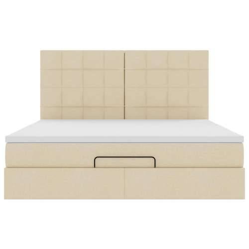 Otomanski krevet s madracem krem 180x200cm od tkanine - Krema 180 x 200 cm Blok s kvadratima Cijena