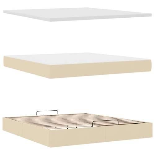 Otomanski krevet s madracem krem 180x200cm od tkanine - Krema 180 x 200 cm Blok s kvadratima Cijena
