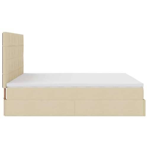 Otomanski krevet s madracem krem 180x200cm od tkanine - Krema 180 x 200 cm Blok s kvadratima Cijena