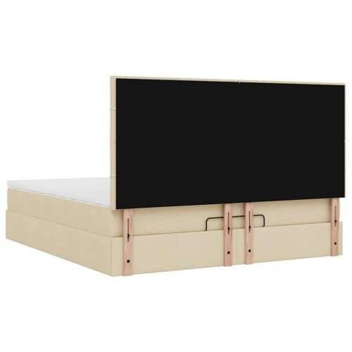 Otomanski krevet s madracem krem 180x200cm od tkanine - Krema 180 x 200 cm Blok s kvadratima Cijena