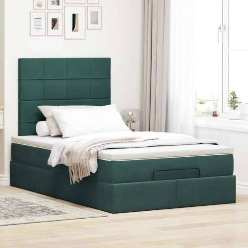 Otomanski krevet s madracima tamnozeleni 120x200 cm baršunasti - Tamnozelena 120 x 200 cm Blok s kvadratima Cijena