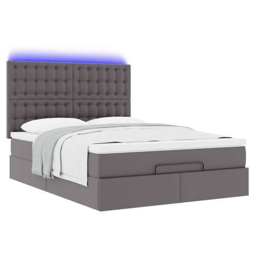Otomanski krevet s madracima i LED sivi 140x190cm umjetna koža - Siva 140 x 190 cm Cijena