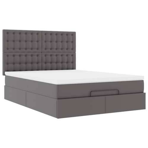Otomanski krevet s madracima i LED sivi 140x190cm umjetna koža - Siva 140 x 190 cm Cijena