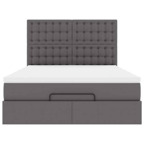 Otomanski krevet s madracima i LED sivi 140x190cm umjetna koža - Siva 140 x 190 cm Cijena