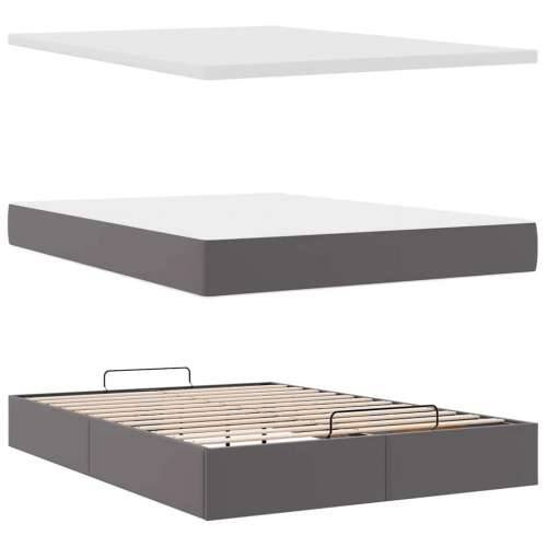 Otomanski krevet s madracima i LED sivi 140x190cm umjetna koža - Siva 140 x 190 cm Cijena