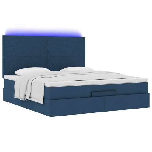 Otomanski krevet s madracem i LED plavi 160x200cm tkanine - Plava 160 x 200 cm Gladak dizajn Cijena