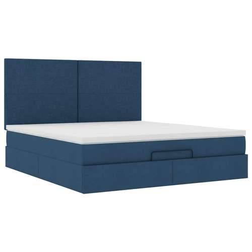 Otomanski krevet s madracem i LED plavi 160x200cm tkanine - Plava 160 x 200 cm Gladak dizajn Cijena