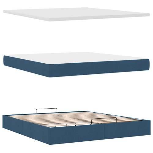 Otomanski krevet s madracem i LED plavi 160x200cm tkanine - Plava 160 x 200 cm Gladak dizajn Cijena