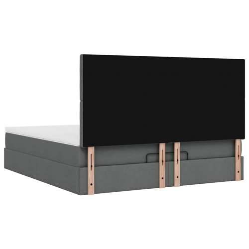 Otomanski krevet s madracem i LED tamnosivi 160x200cm tkanine - Tamno siva 160 x 200 cm gumbi Cijena