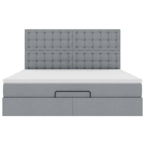 Otomanski krevet s madracem&LED svijetlosivi 180x200cm tkanine - Svjetlosiva 180 x 200 cm gumbi Cijena