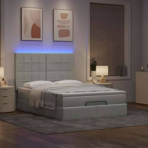Otomanski krevet s madracima i LED 140x200 cm baršunasti - Svjetlosiva 140 x 200 cm Blok s kvadratima Cijena