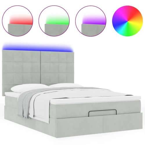 Otomanski krevet s madracima i LED 140x200 cm baršunasti - Svjetlosiva 140 x 200 cm Blok s kvadratima Cijena
