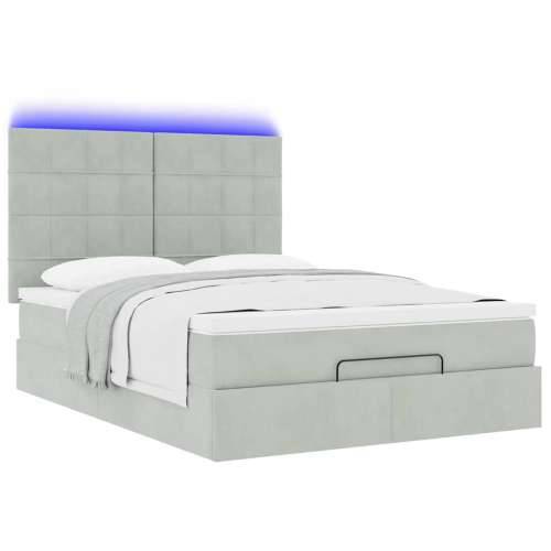Otomanski krevet s madracima i LED 140x200 cm baršunasti - Svjetlosiva 140 x 200 cm Blok s kvadratima Cijena