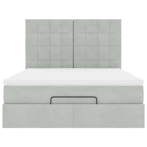 Otomanski krevet s madracima i LED 140x200 cm baršunasti - Svjetlosiva 140 x 200 cm Blok s kvadratima Cijena