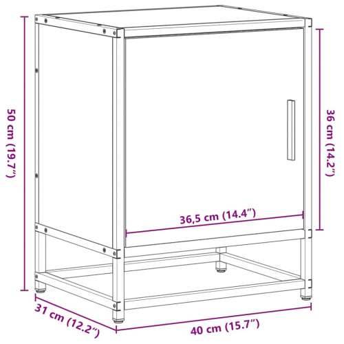 Noćni ormarić smeđi hrast 40x31x50 cm Konstruirano drvo i metal - Smeđi hrast 1 Cijena