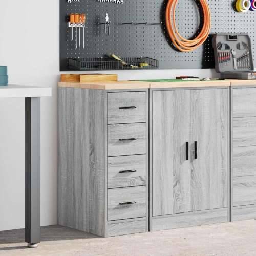 Garažni ormar za odlaganje 30x51x85 cm masivne borovine - Sivi hrast sonoma 30 x 51 x 85 cm 1 4 ladice 4 zásuvky Cijena
