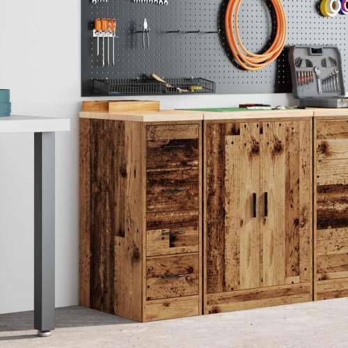 Garažni ormar za odlaganje 30x51x85 cm masivne borovine - Staro drvo 30 x 51 x 85 cm 1 4 ladice 4 zásuvky Cijena